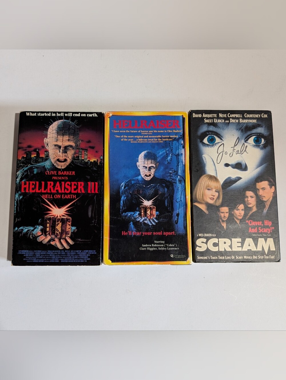Vtg Horror VHS Movies Lot Of 3 Scream Hellraiser 1 Hellraiser 3 Cult Halloween